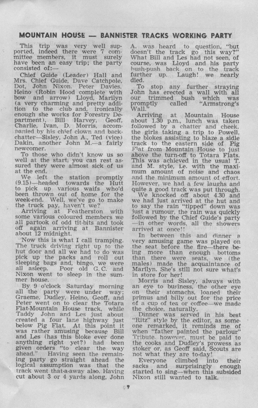 Scanned journal page 1 of 2: Mountain House - Bannister Tracks Working Party