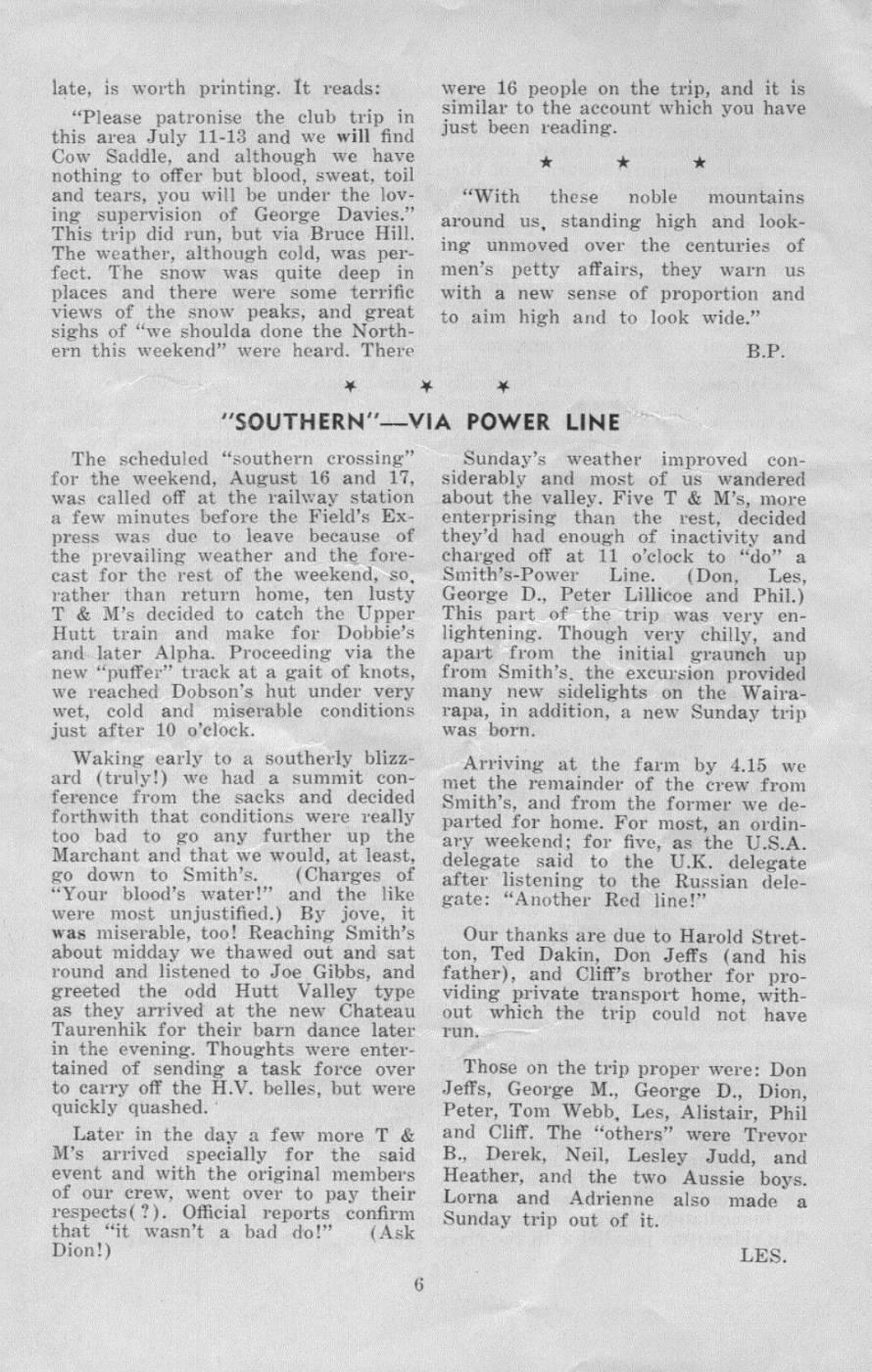 Scanned journal page 2 of 2: On Trek with the H.V.s - Kiriwhakapapa - Te Mara - Cow Saddle - Mitre Flats