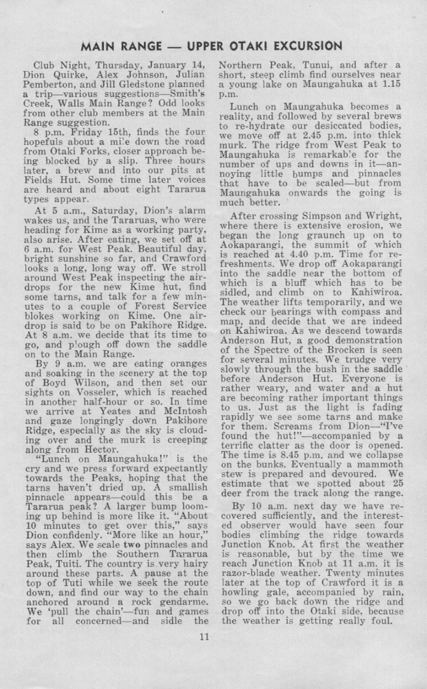 Scanned journal page 1 of 2: Main Range - Upper Otaki Excursion