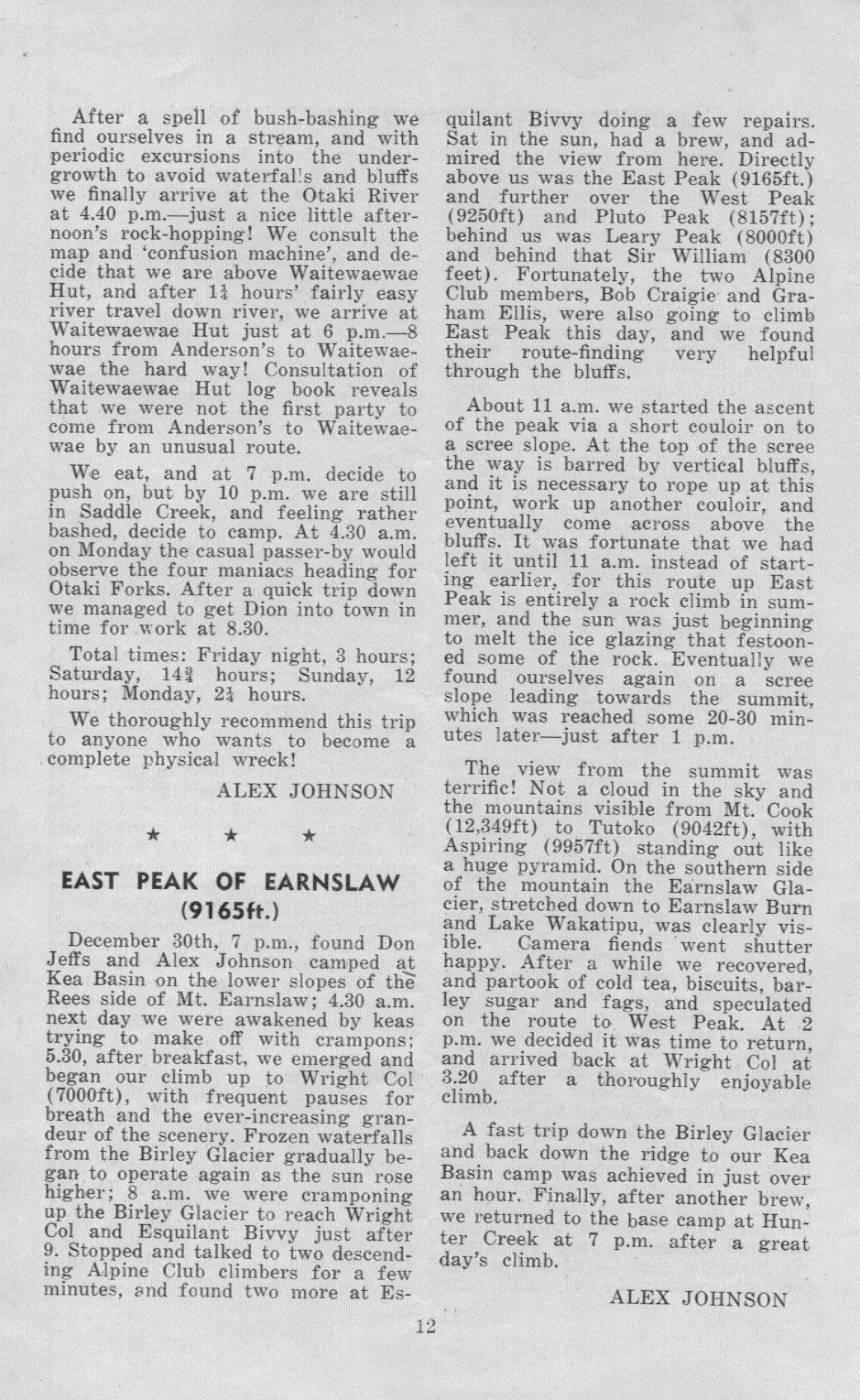 Scanned journal page 2 of 2: Main Range - Upper Otaki Excursion