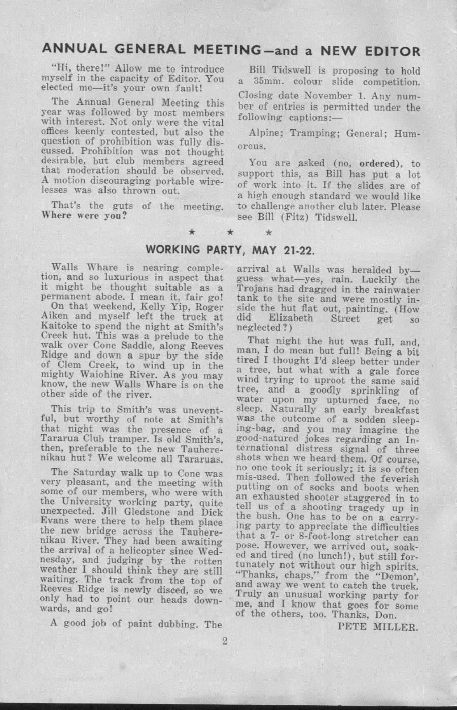 Scanned journal page 1 of 2: Working Party, May 21-22 (Walls Whare)
