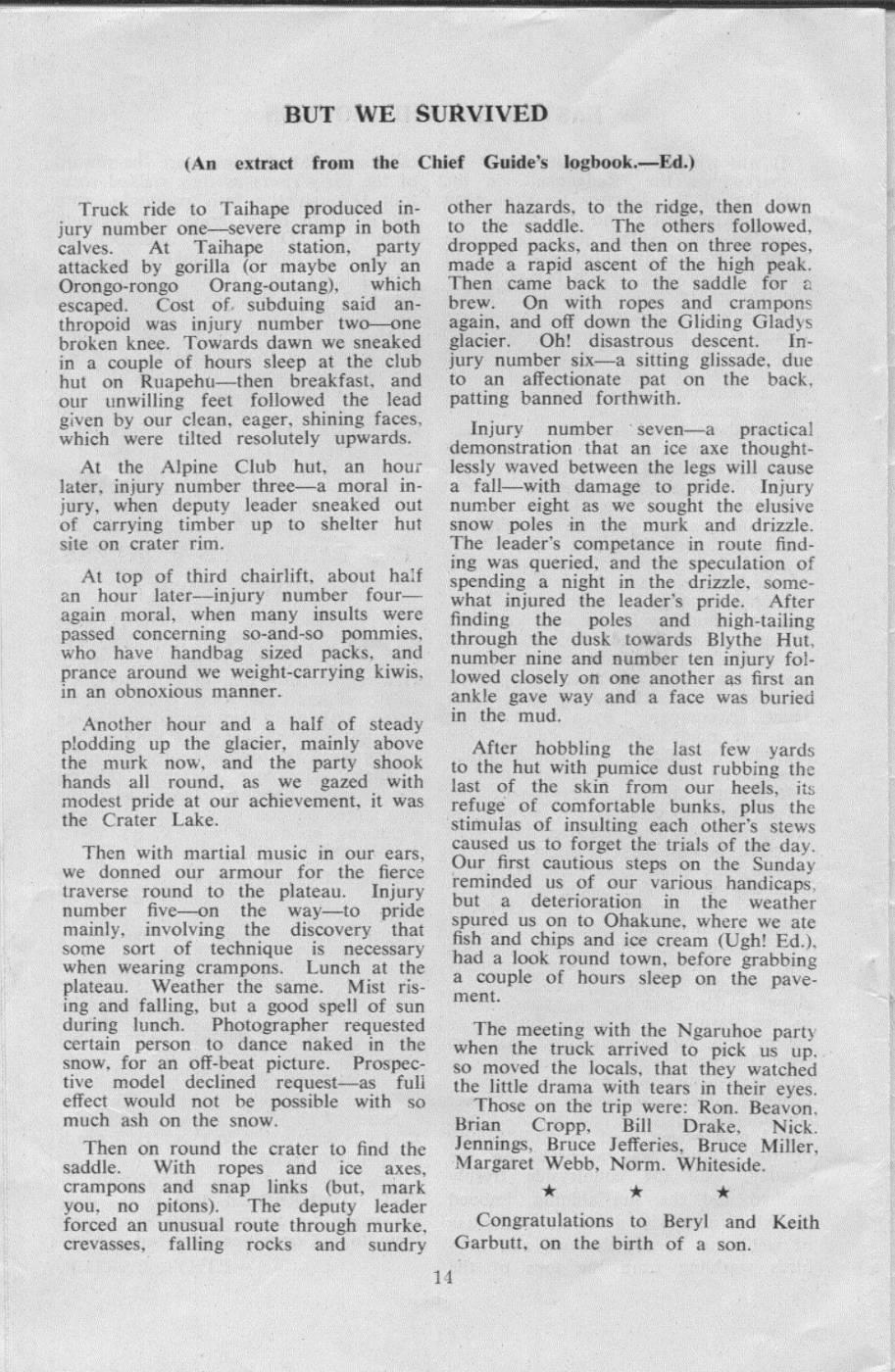 Scanned journal page 1 of 1: But We Survived (Chief Guide's logbook extract)
