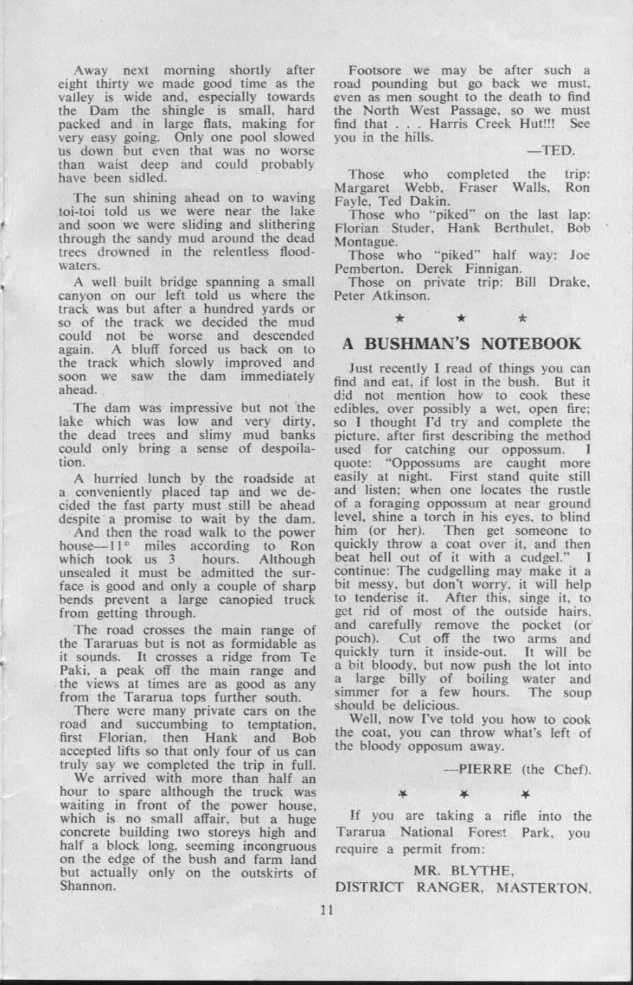 Scanned journal page 2 of 2: Ohau - Girdlestone Saddle - Mangahao Dam