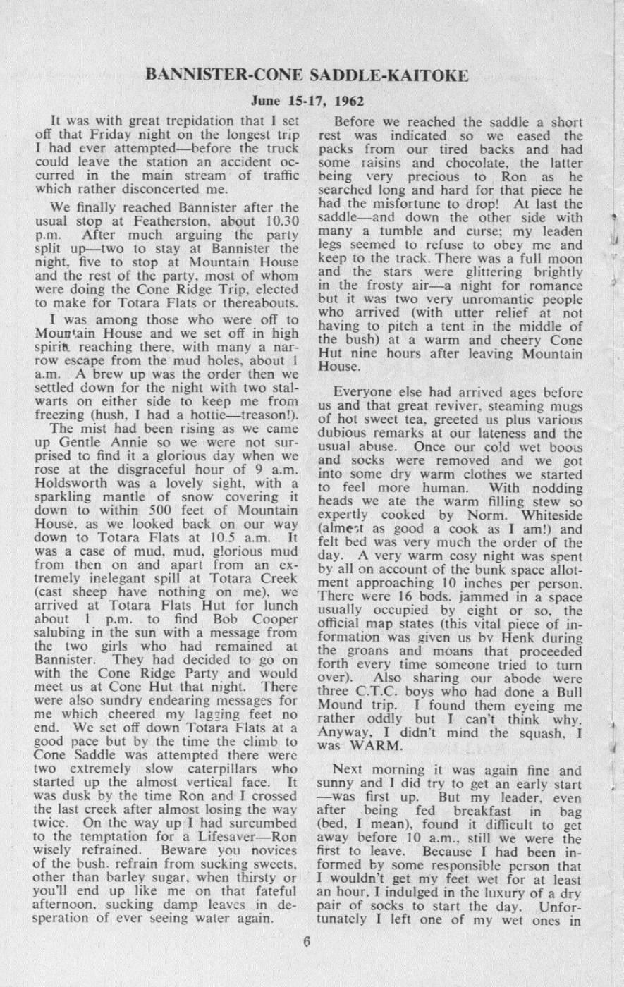 Scanned journal page 1 of 2: Bannister-Cone Saddle-Kaitoke