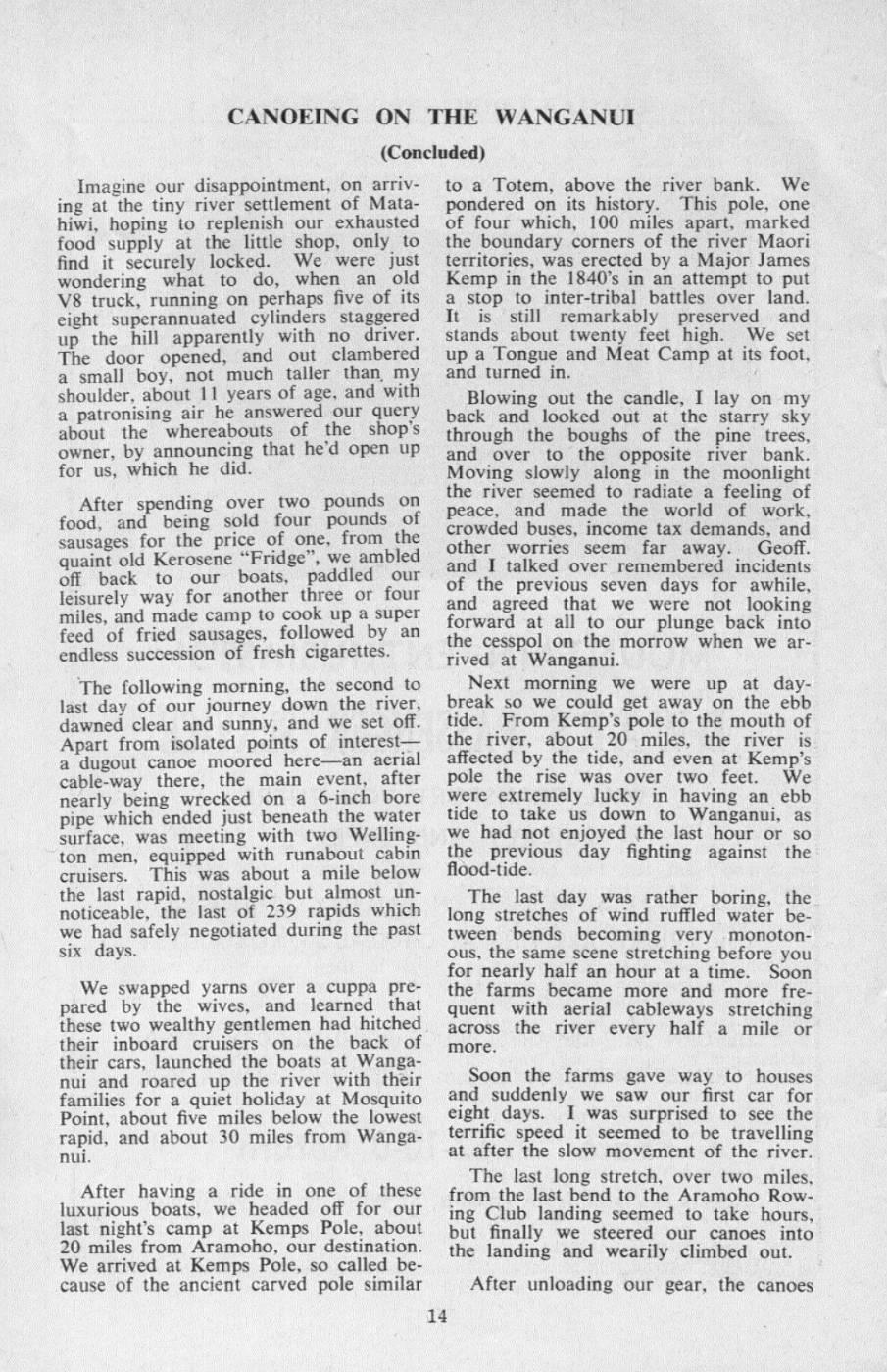 Scanned journal page 1 of 2: Canoeing on the Wanganui (Concluded)