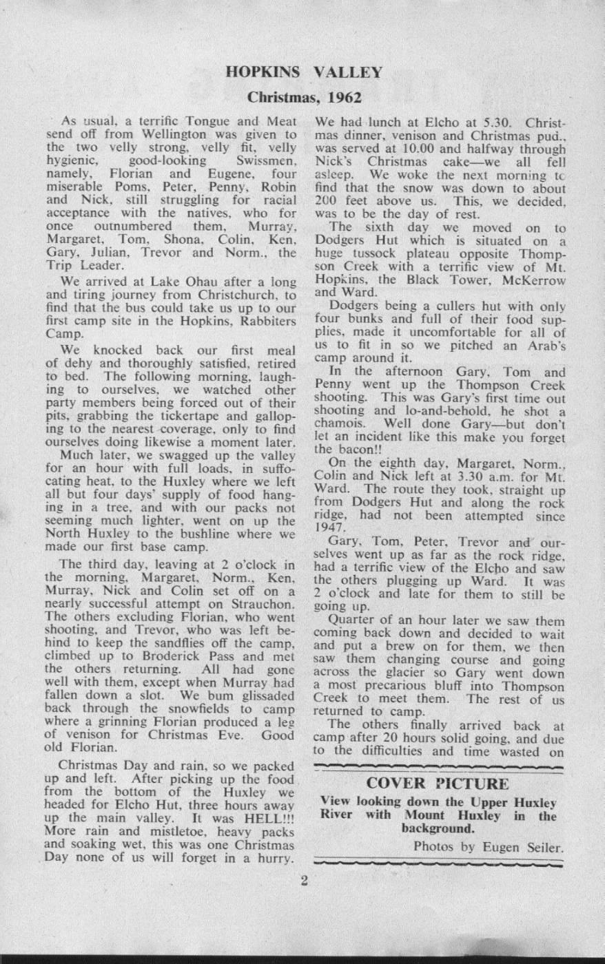 Scanned journal page 1 of 3: Hopkins Valley, Christmas 1962