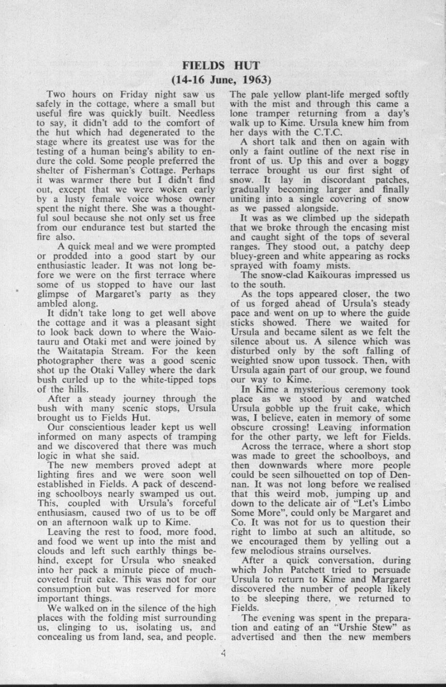 Scanned journal page 1 of 2: Fields Hut