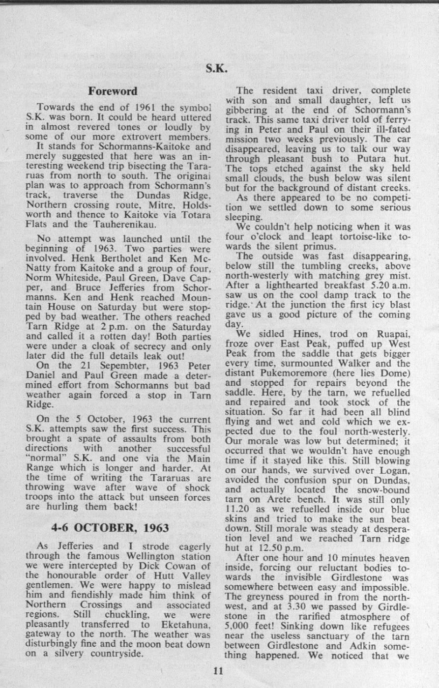 Scanned journal page 1 of 2: S.K. (Schormanns-Kaitoke), 4-6 October 1963
