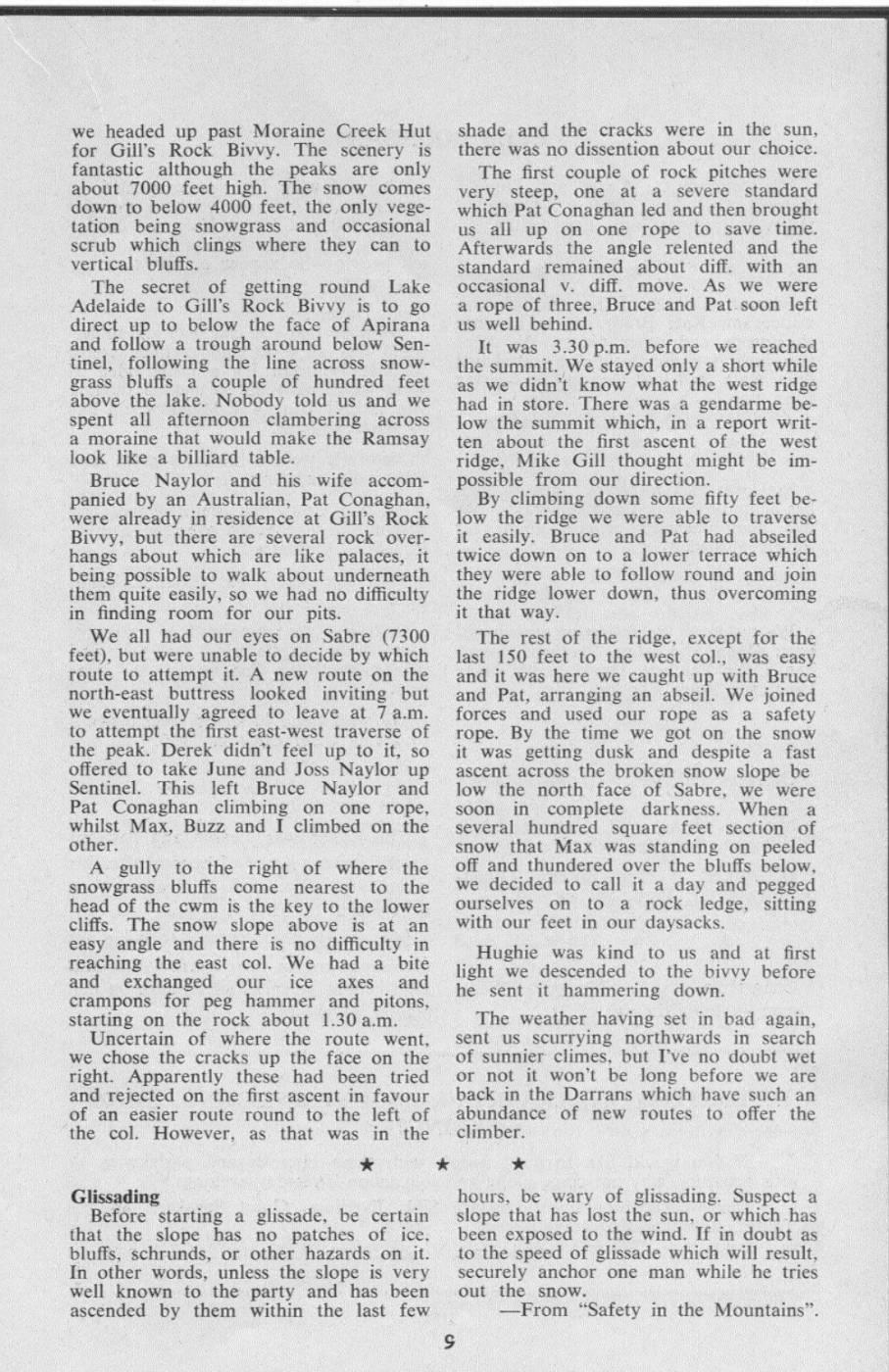 Scanned journal page 2 of 2: Mitre Peak and the Darrans (Christmas, 1964)