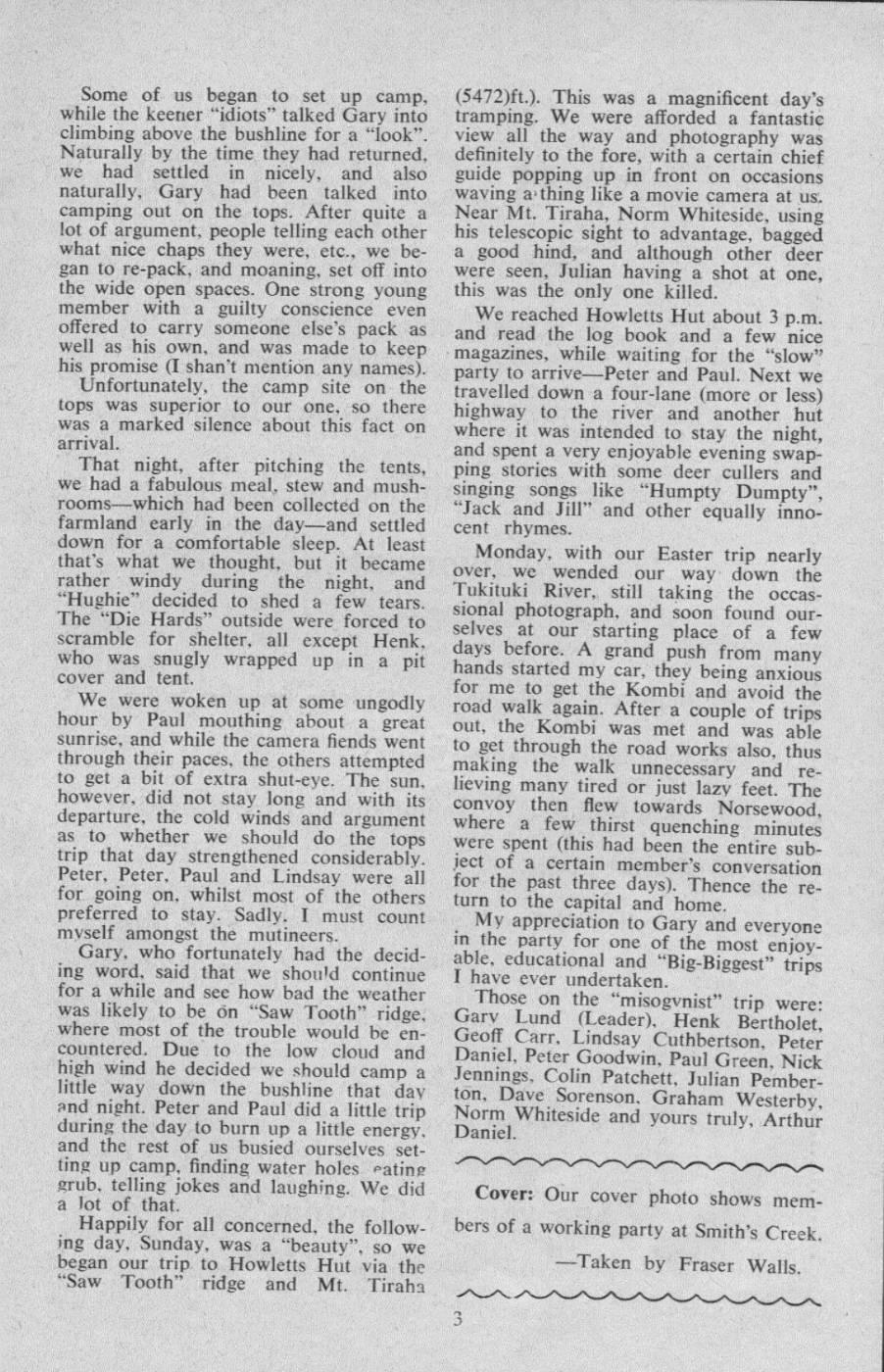 Scanned journal page 2 of 2: Ruahine Trip (Easter, 1965)
