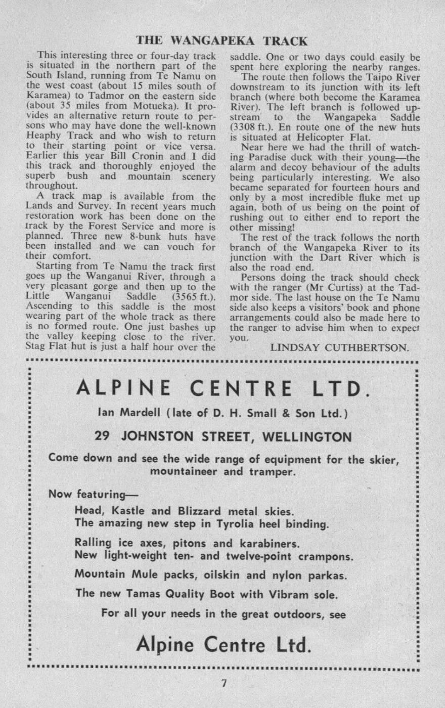 Scanned journal page 1 of 1: The Wangapeka Track