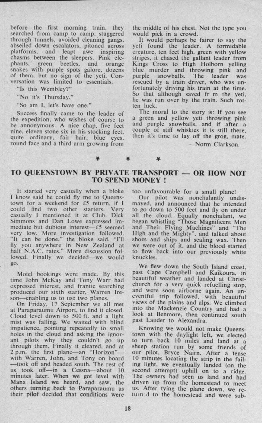 Scanned journal page 1 of 2: To Queenstown by Private Transport - or How Not to Spend Money!