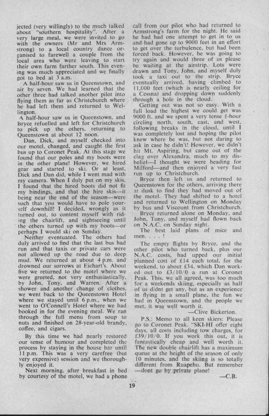 Scanned journal page 2 of 2: To Queenstown by Private Transport - or How Not to Spend Money!