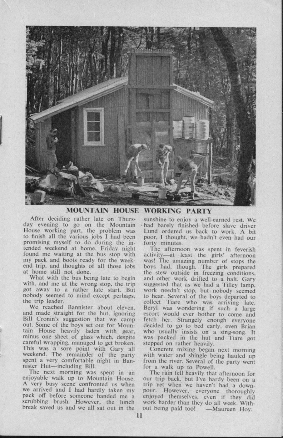 Scanned journal page 1 of 1: Mountain House Working Party