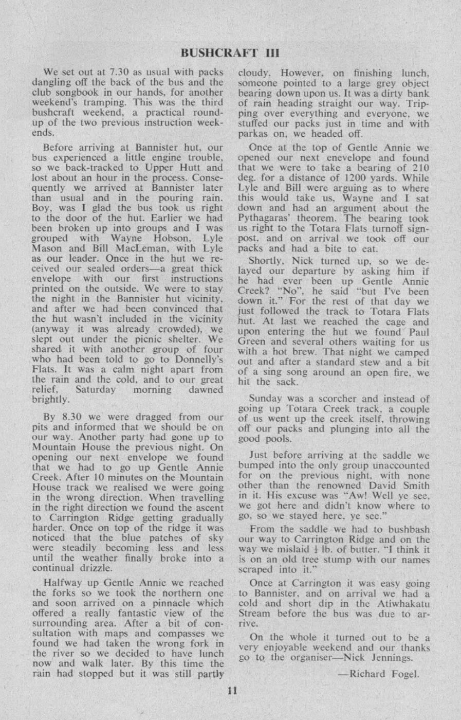 Scanned journal page 1 of 1: Bushcraft III