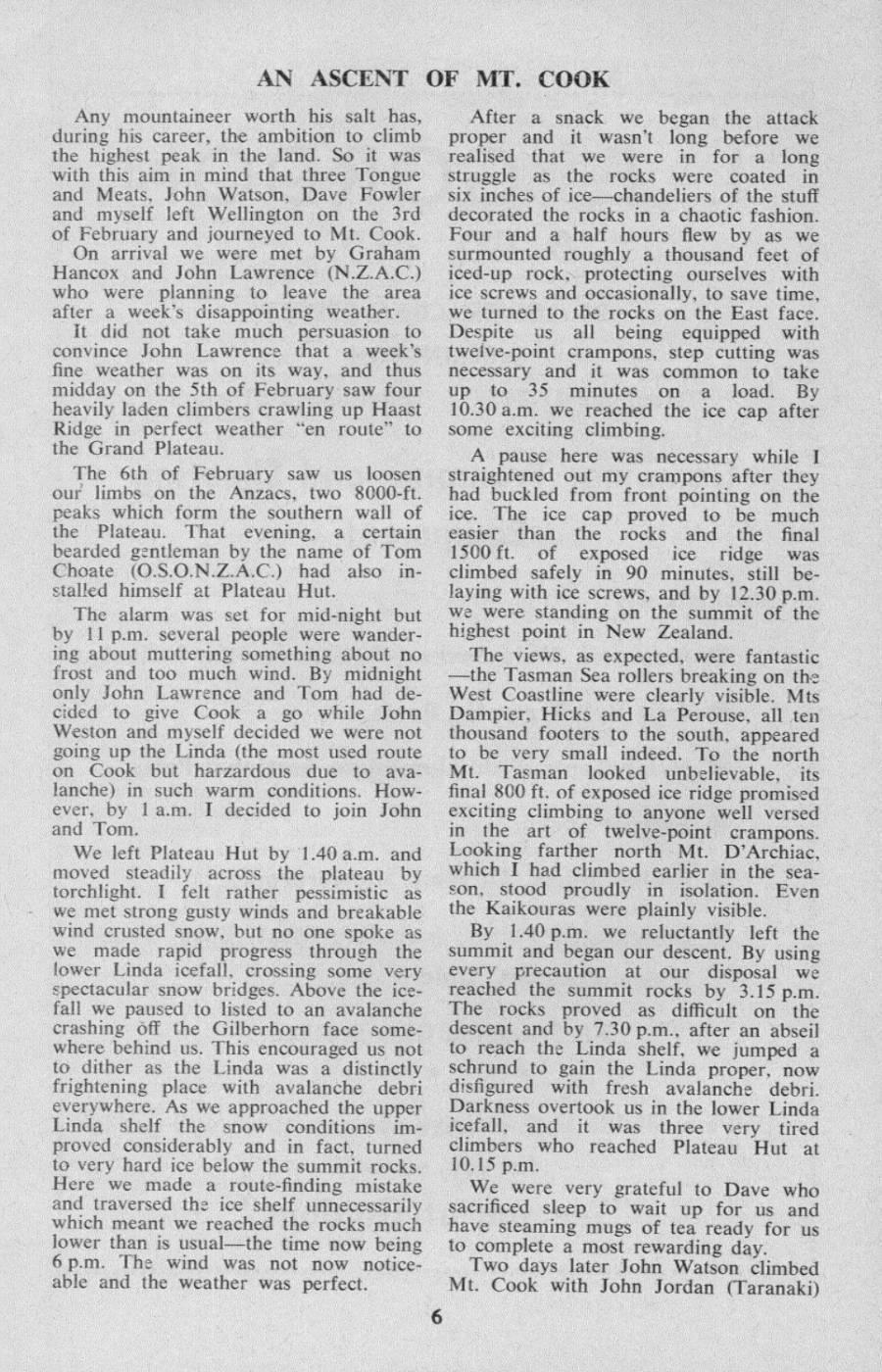 Scanned journal page 1 of 2: An Ascent of Mt. Cook