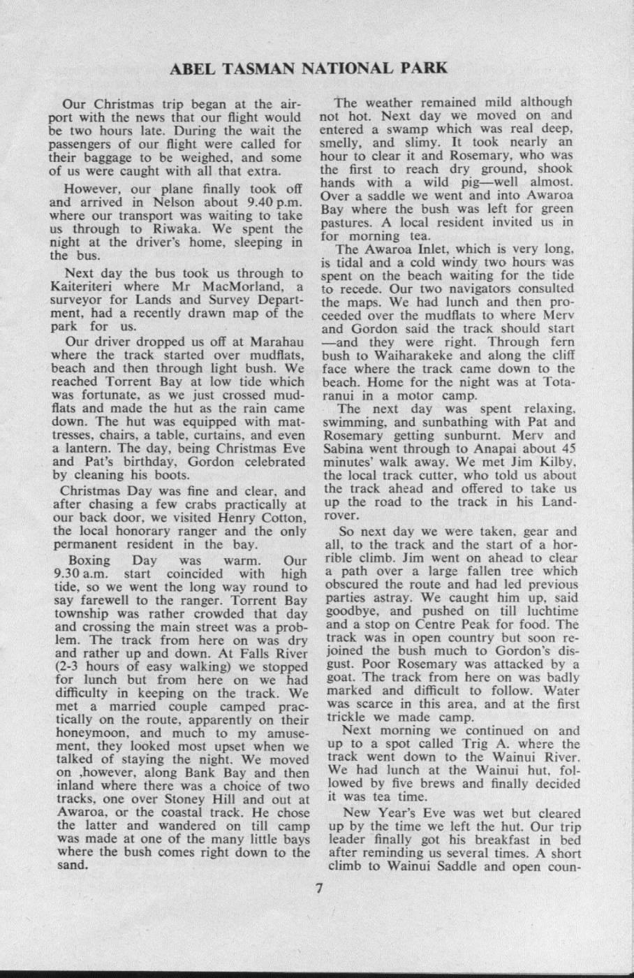 Scanned journal page 1 of 2: Abel Tasman National Park