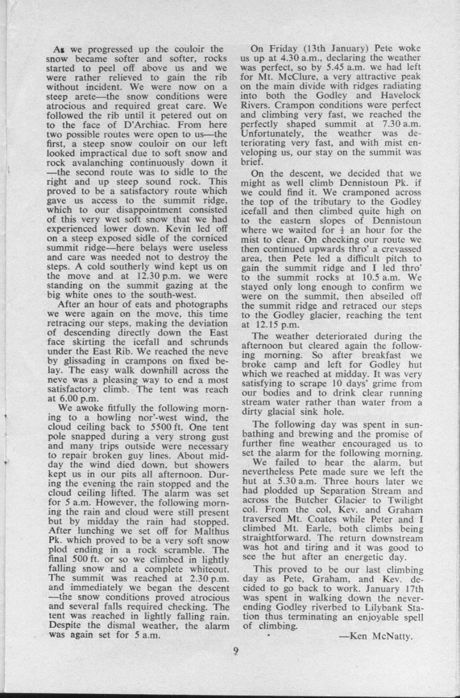 Scanned journal page 2 of 2: Climbs in the Godley