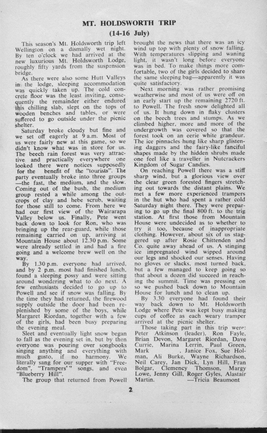 Scanned journal page 1 of 2: Mt Holdsworth Trip (14-16 July)