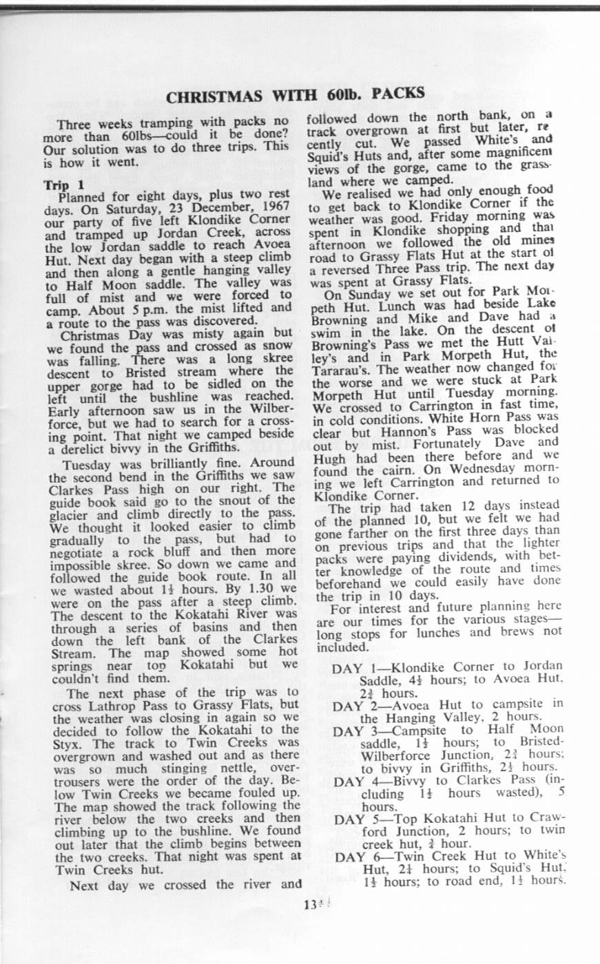 Scanned journal page 1 of 2: Christmas with 60lb Packs