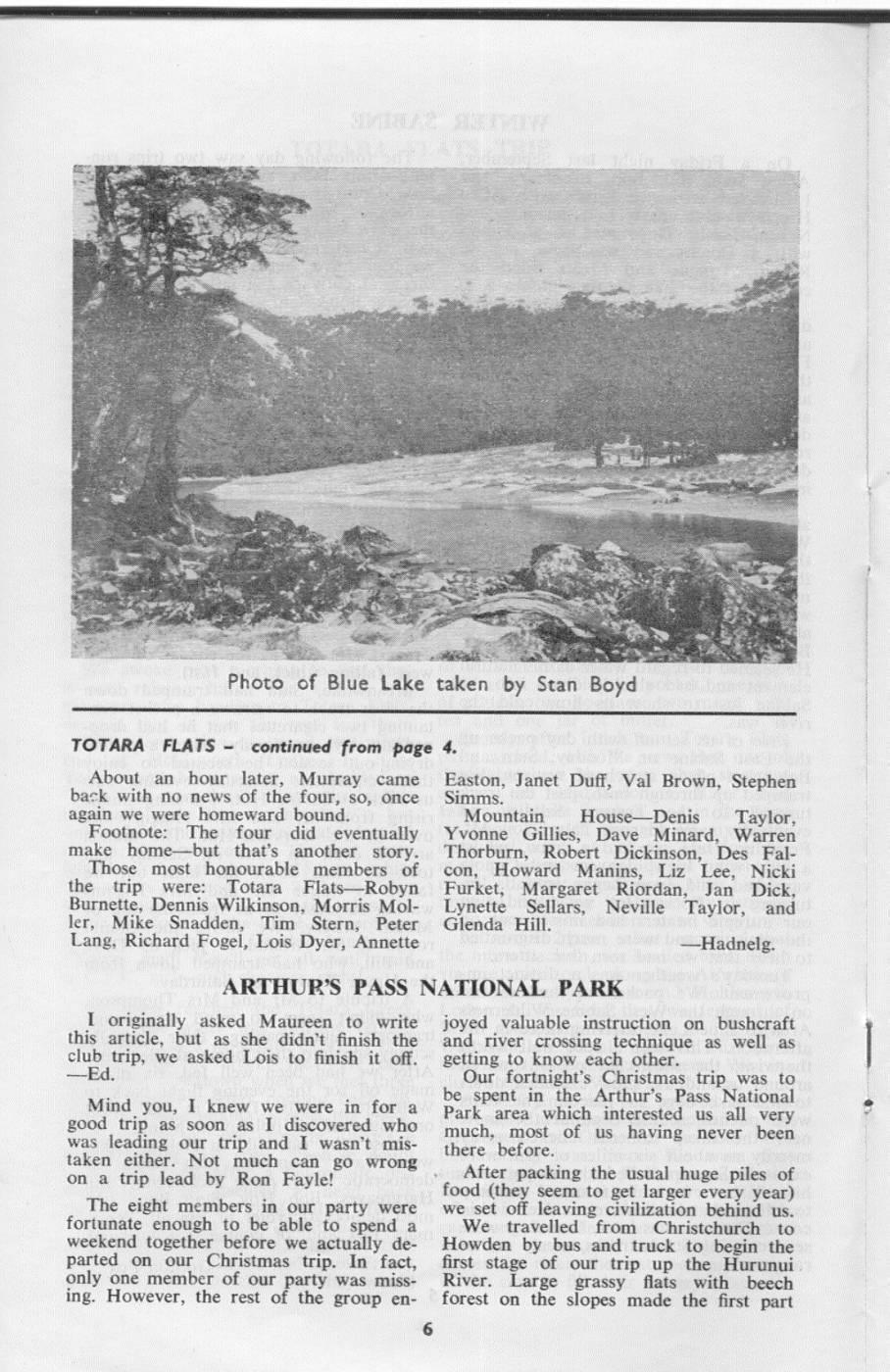 Scanned journal page 1 of 2: Arthur's Pass National Park (Christmas trip)