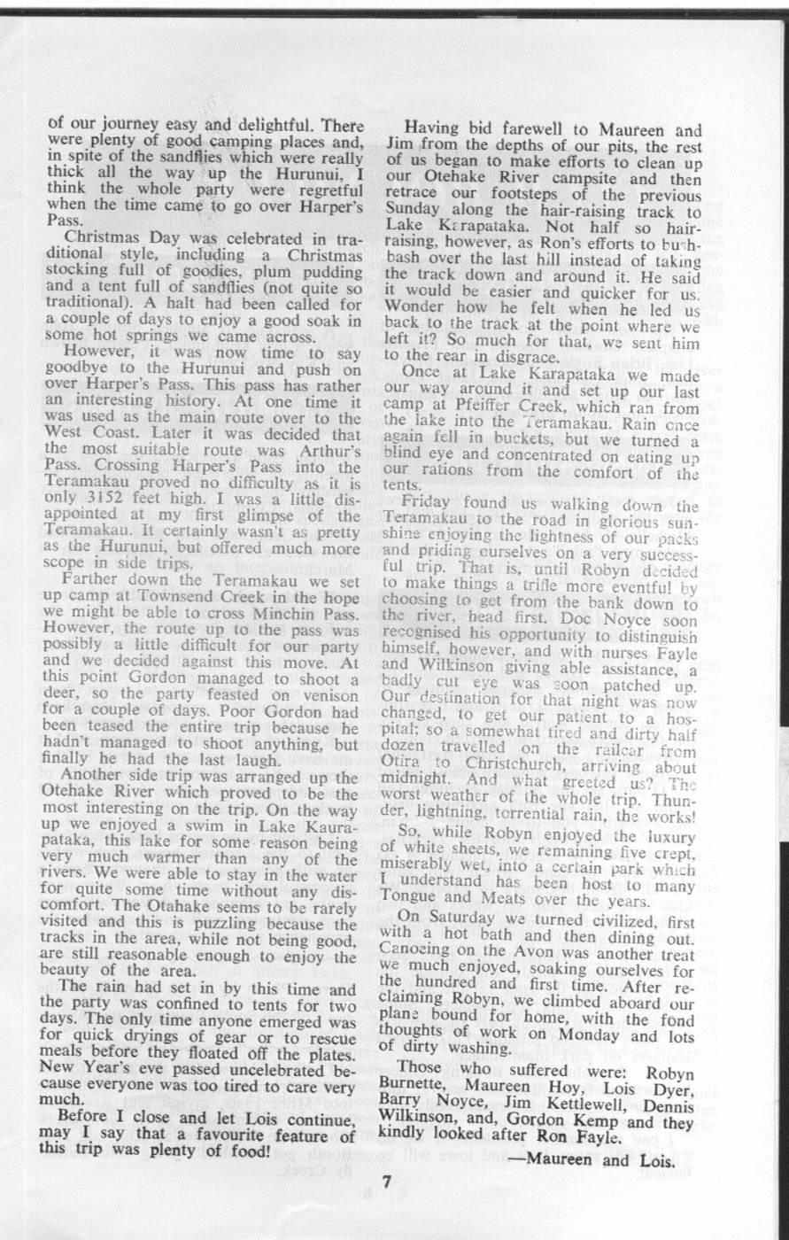 Scanned journal page 2 of 2: Arthur's Pass National Park (Christmas trip)