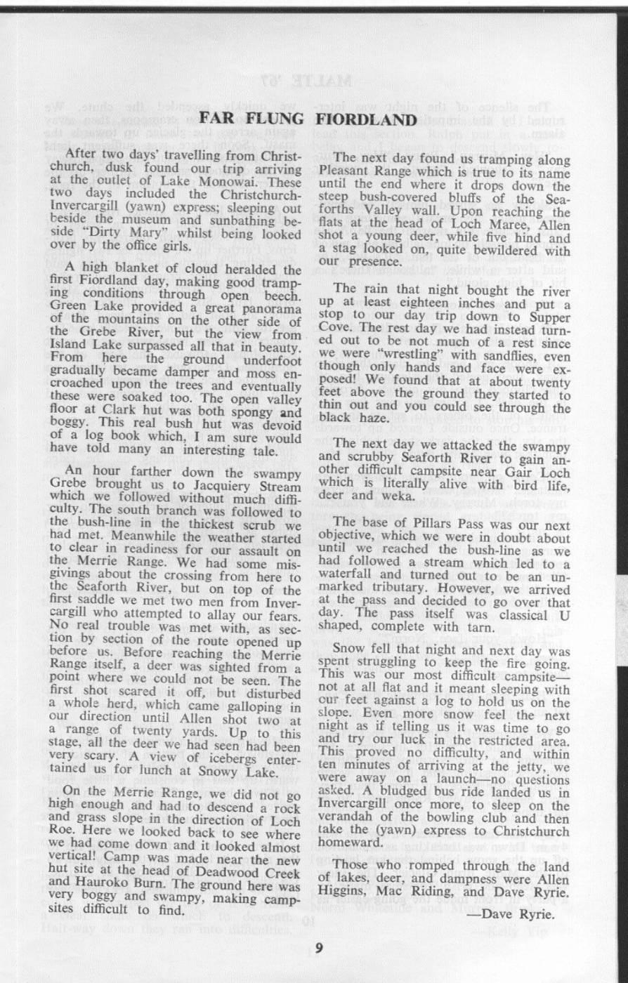 Scanned journal page 1 of 1: Far Flung Fiordland