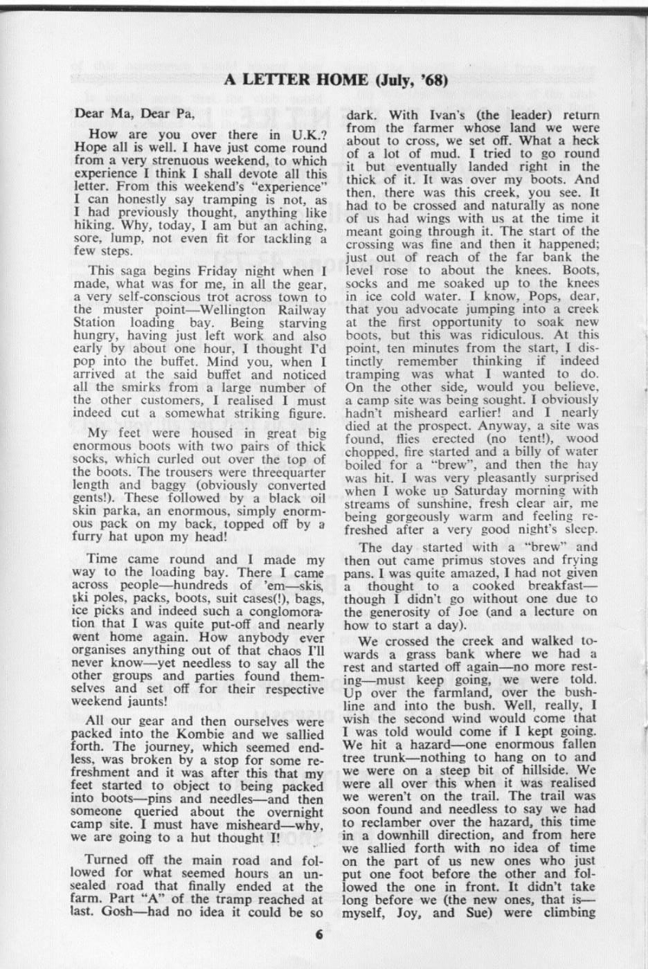 Scanned journal page 1 of 3: A Letter Home (July, '68)