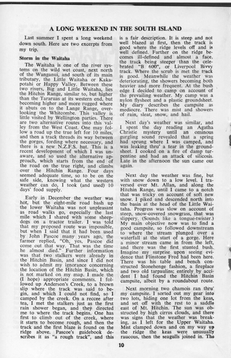Scanned journal page 1 of 3: A Long Weekend in the South Island