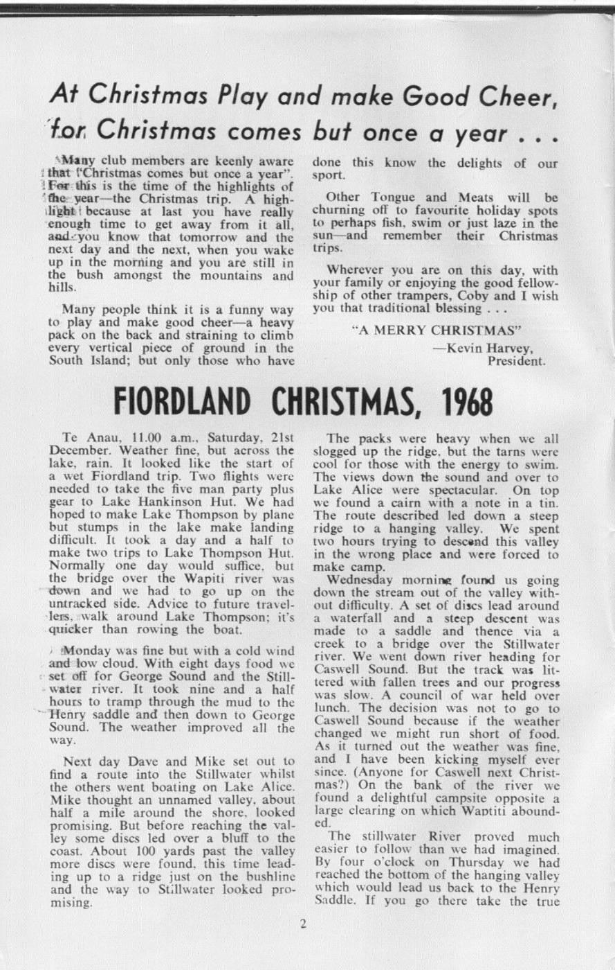 Scanned journal page 1 of 2: Fiordland Christmas, 1968