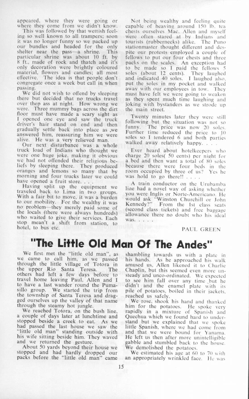 Scanned journal page 1 of 4: The Little Old Man of the Andes