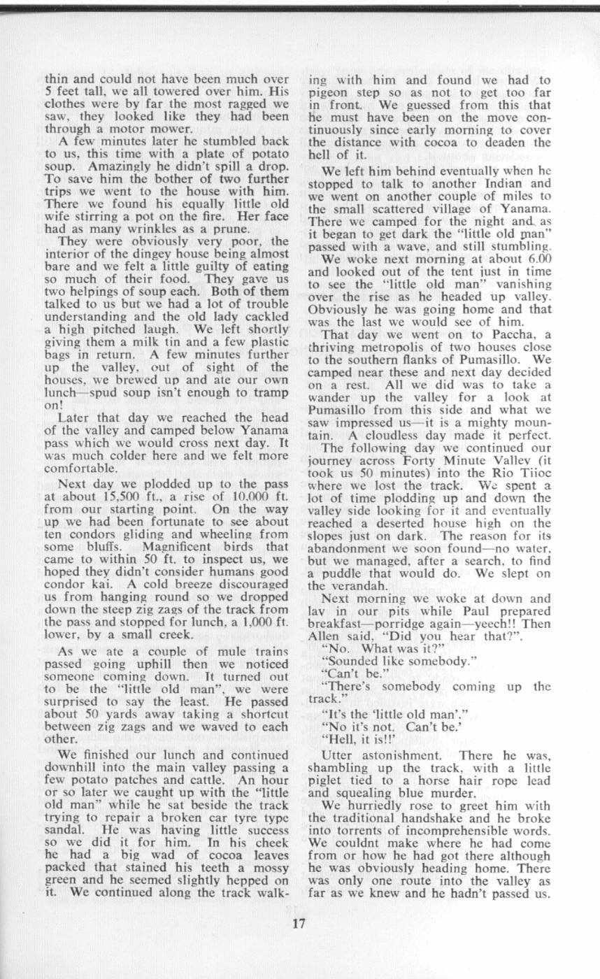 Scanned journal page 3 of 4: The Little Old Man of the Andes