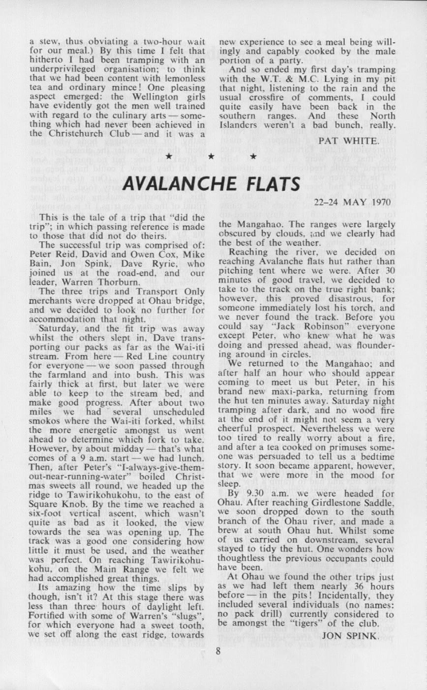 Scanned journal page 1 of 1: Avalanche Flats, 22-24 May 1970