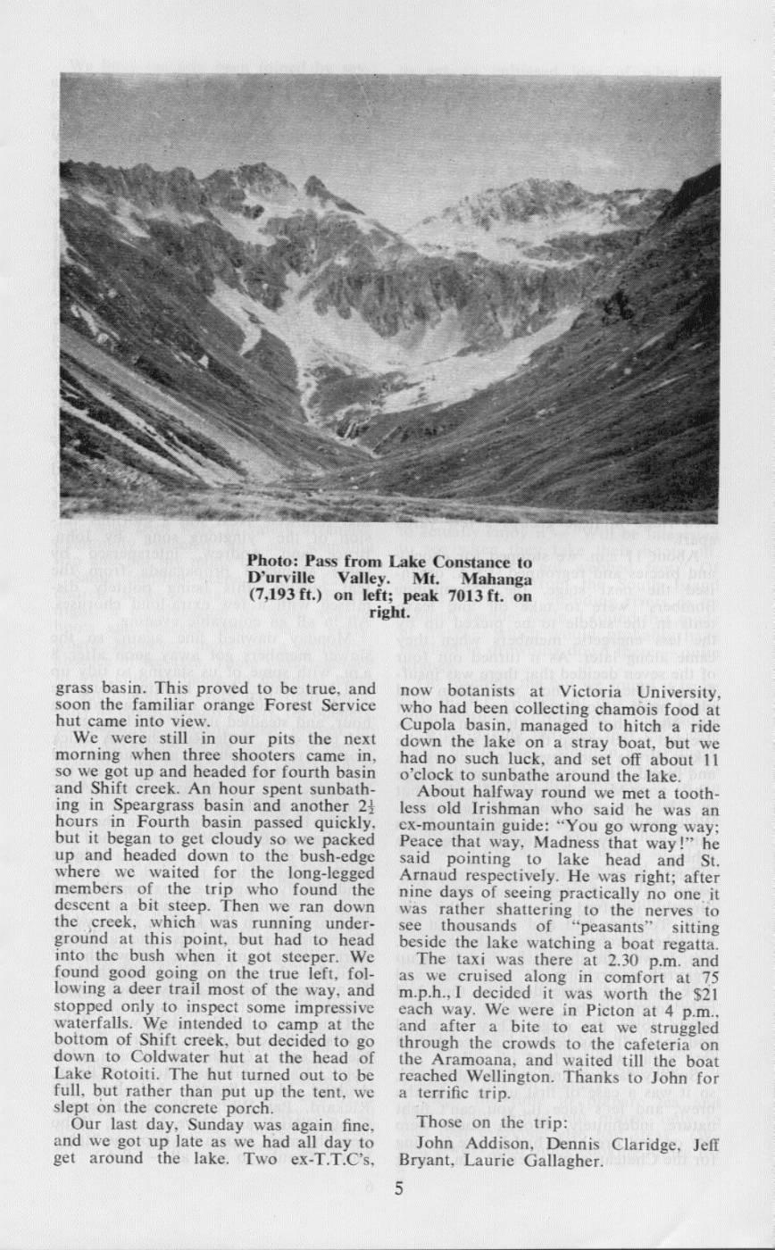 Scanned journal page 2 of 3: Nelson Lakes, January 1970