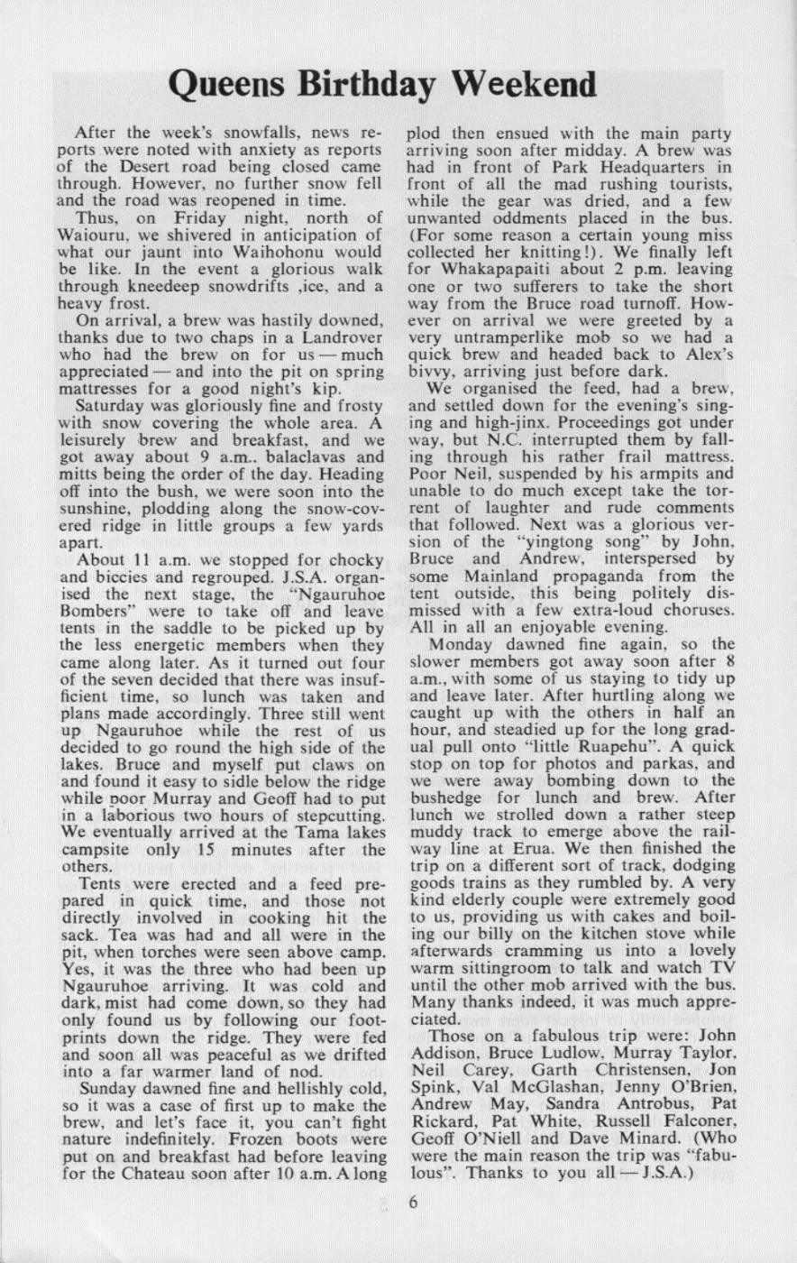 Scanned journal page 3 of 3: Nelson Lakes, January 1970