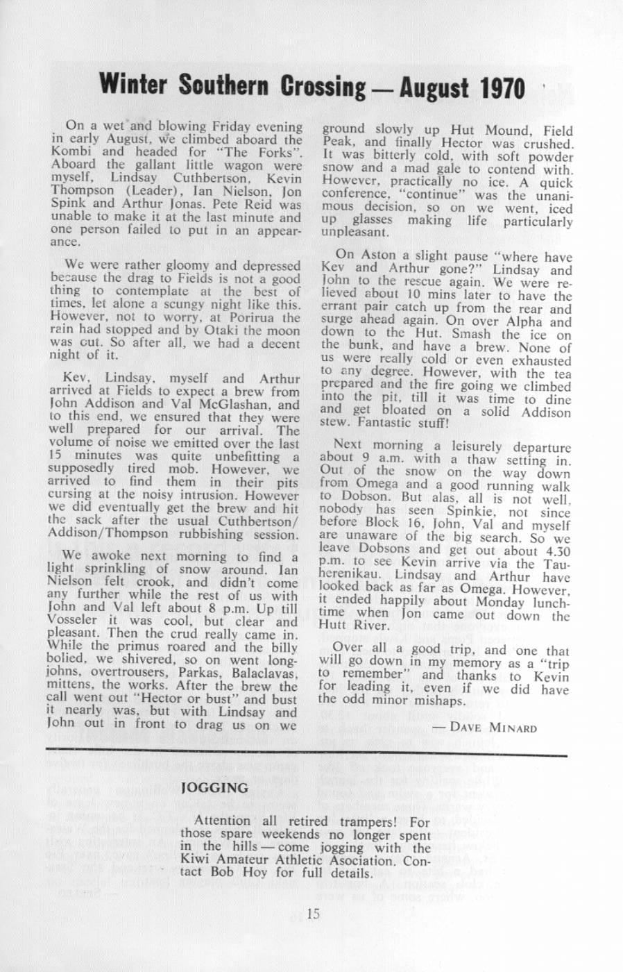 Scanned journal page 1 of 1: Winter Southern Crossing, August 1970