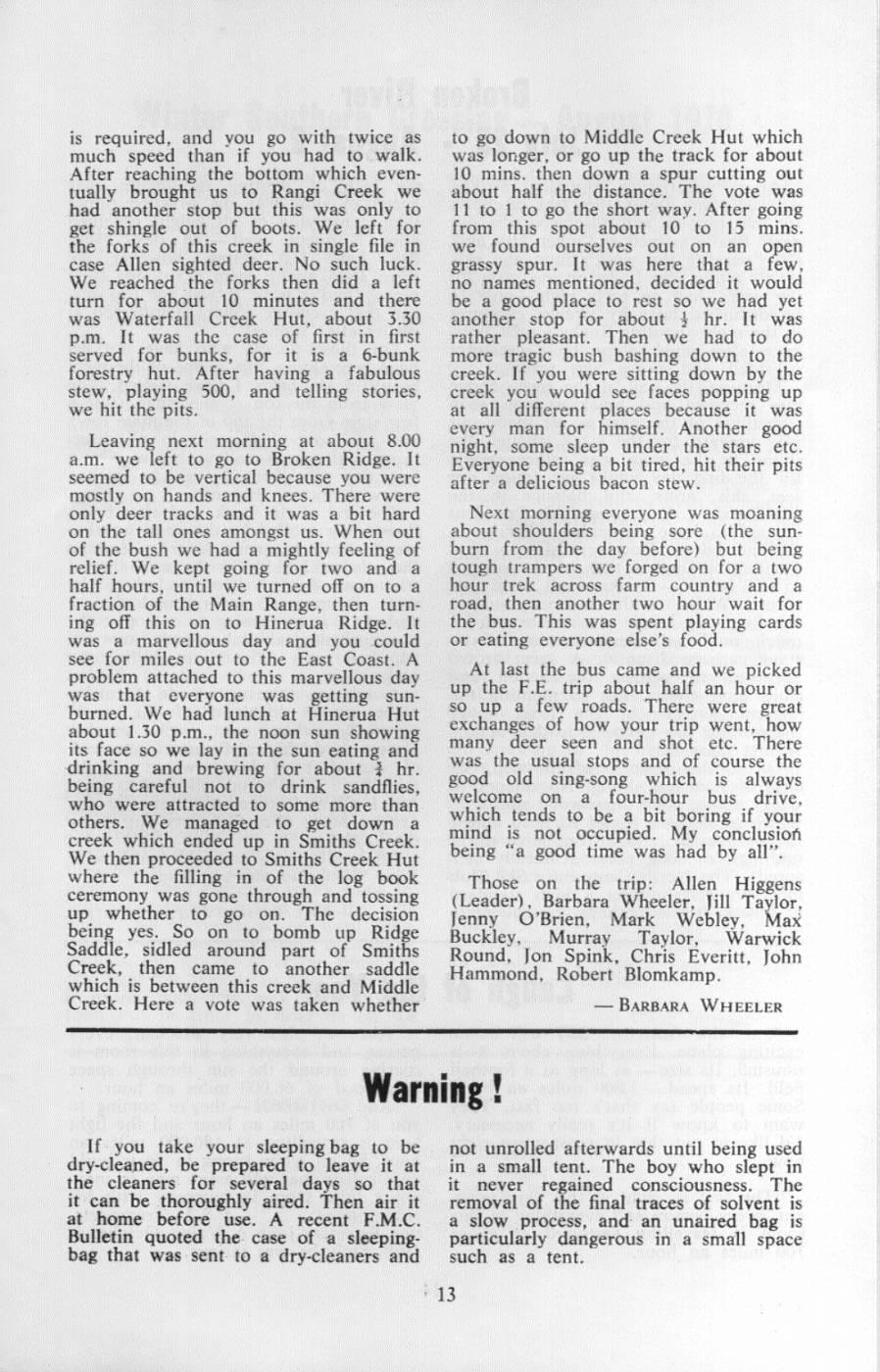 Scanned journal page 4 of 4: Ruahines 1970 - Labour Weekend
