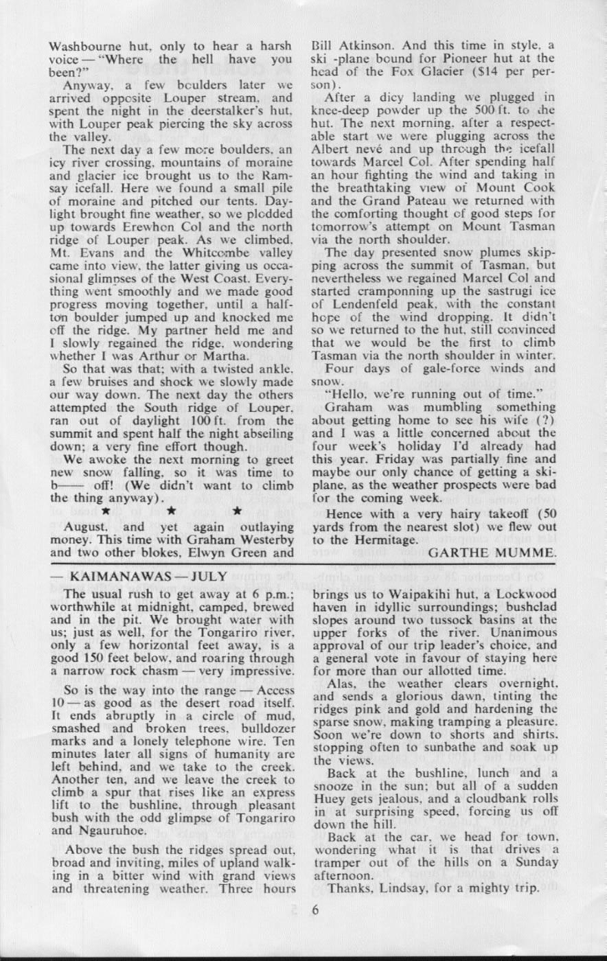 Scanned journal page 2 of 2: Christmas 1969 - Fiordland and Mt Cook