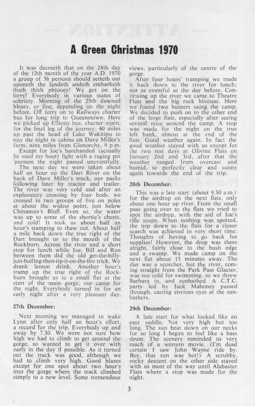 Scanned journal page 1 of 4: A Green Christmas 1970