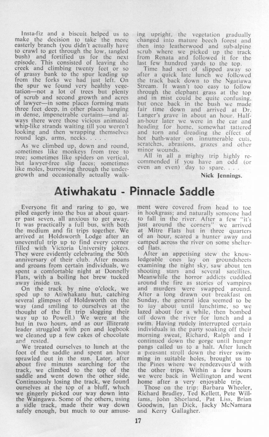 Scanned journal page 1 of 2: Atiwhakatu - Pinnacle Saddle