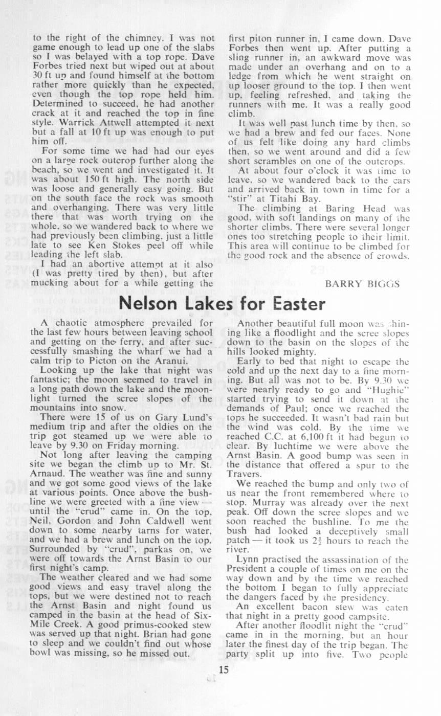Scanned journal page 1 of 3: Nelson Lakes for Easter