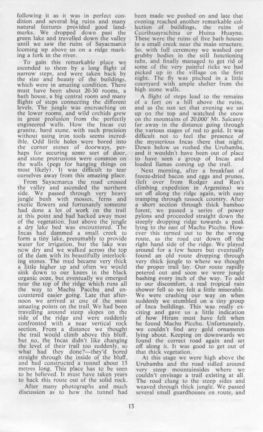 Scanned journal page 3 of 4: On Trail of the Incas