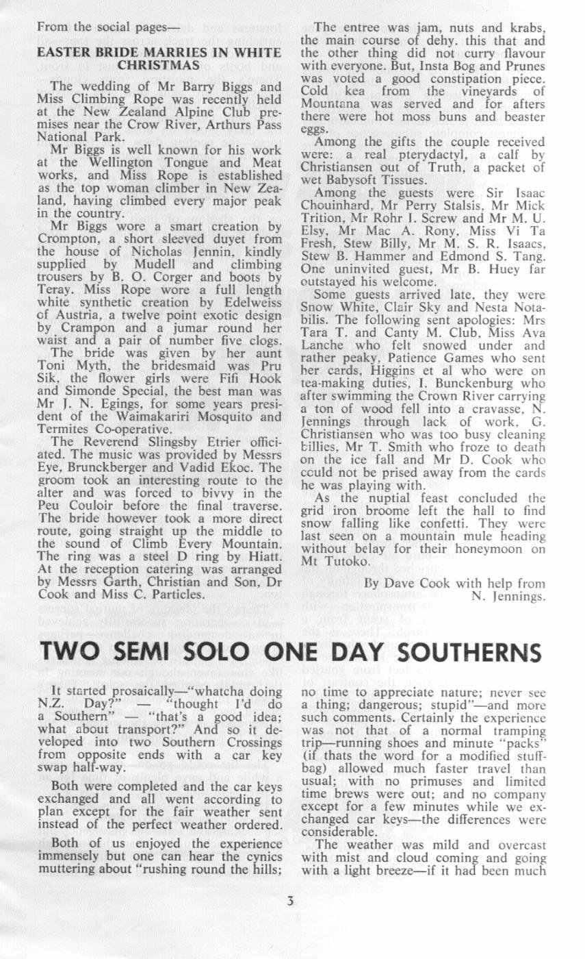 Scanned journal page 1 of 5: Two Semi Solo One Day Southerns