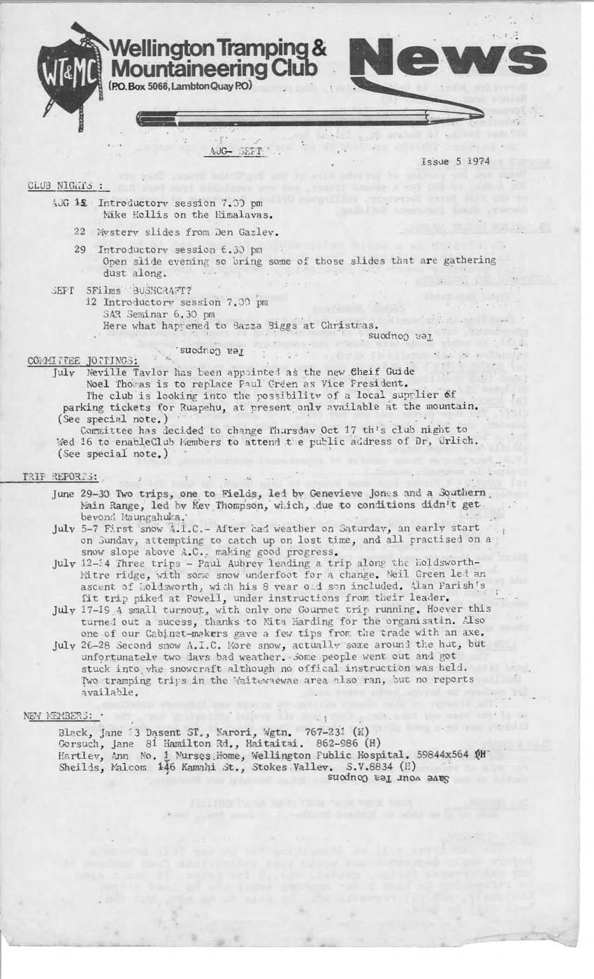Scanned journal page 1 of 1: Trip Reports (June - July 1974)