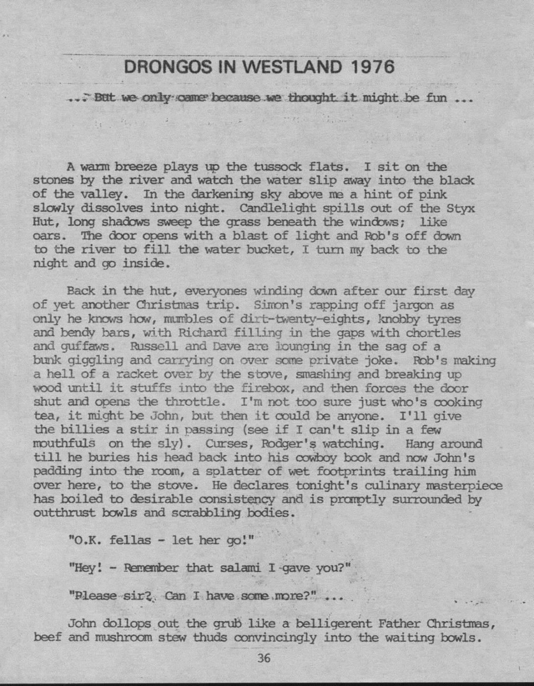 Scanned journal page 1 of 7: Drongos in Westland 1976