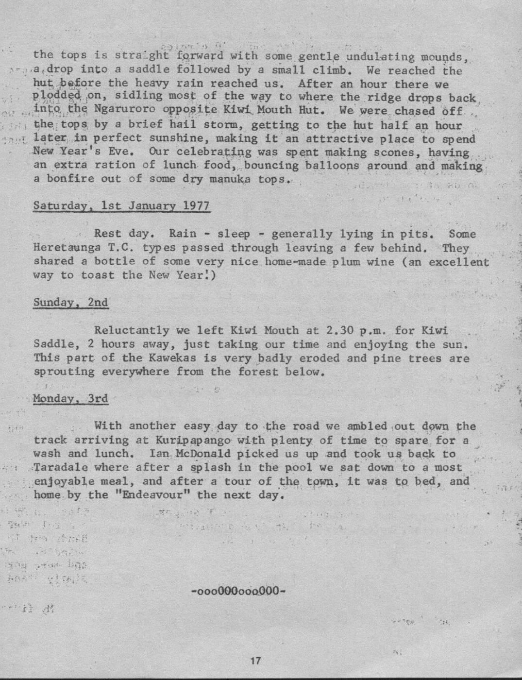 Scanned journal page 3 of 4: Kaimanawas - Kawekas: Christmas 1976/77