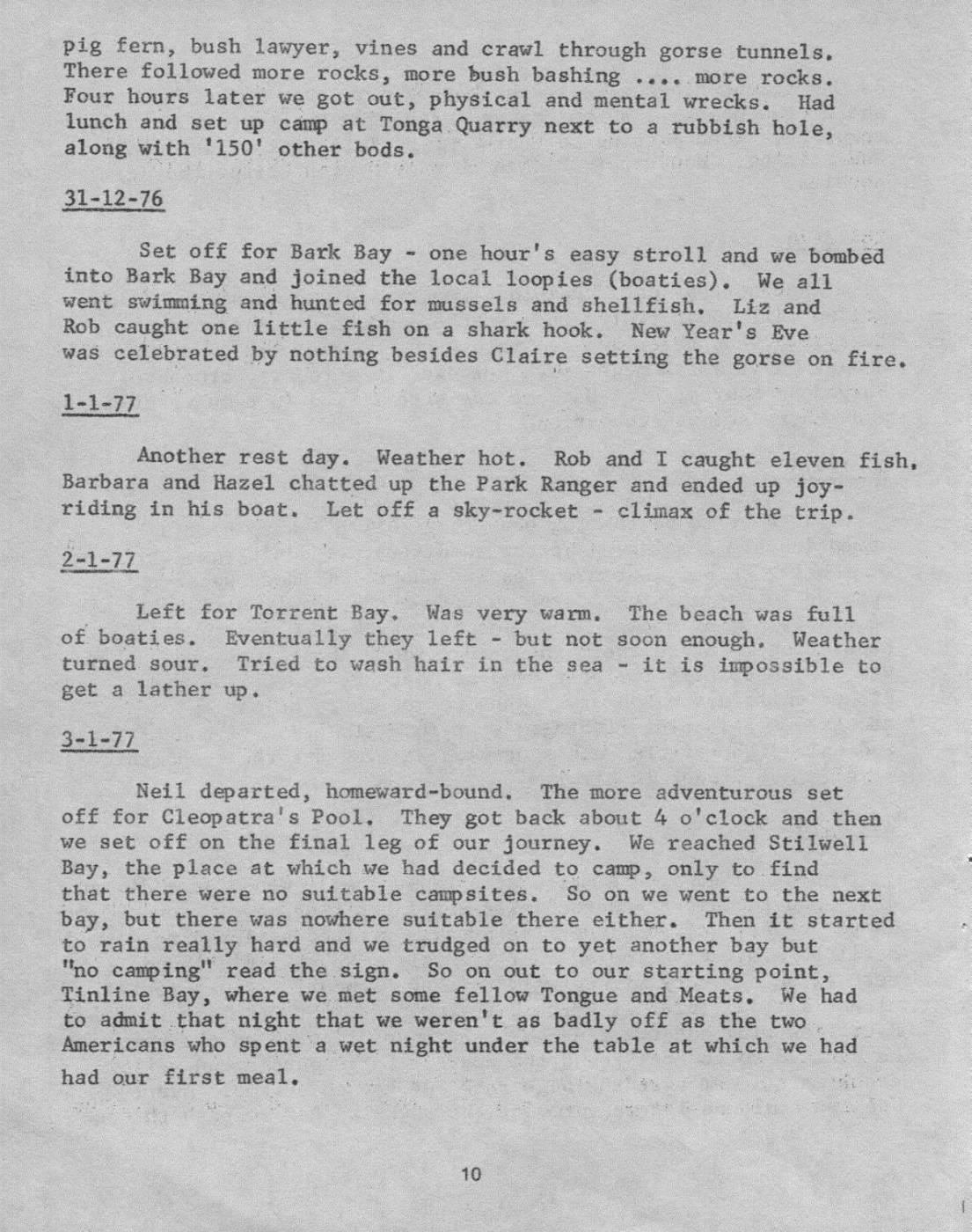 Scanned journal page 3 of 5: Abel Tasman National Park Xmas Trip