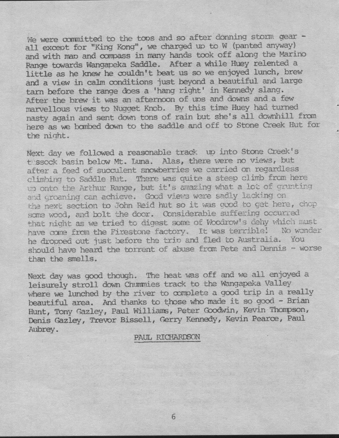 Scanned journal page 2 of 2: Wangapeka Walk-About