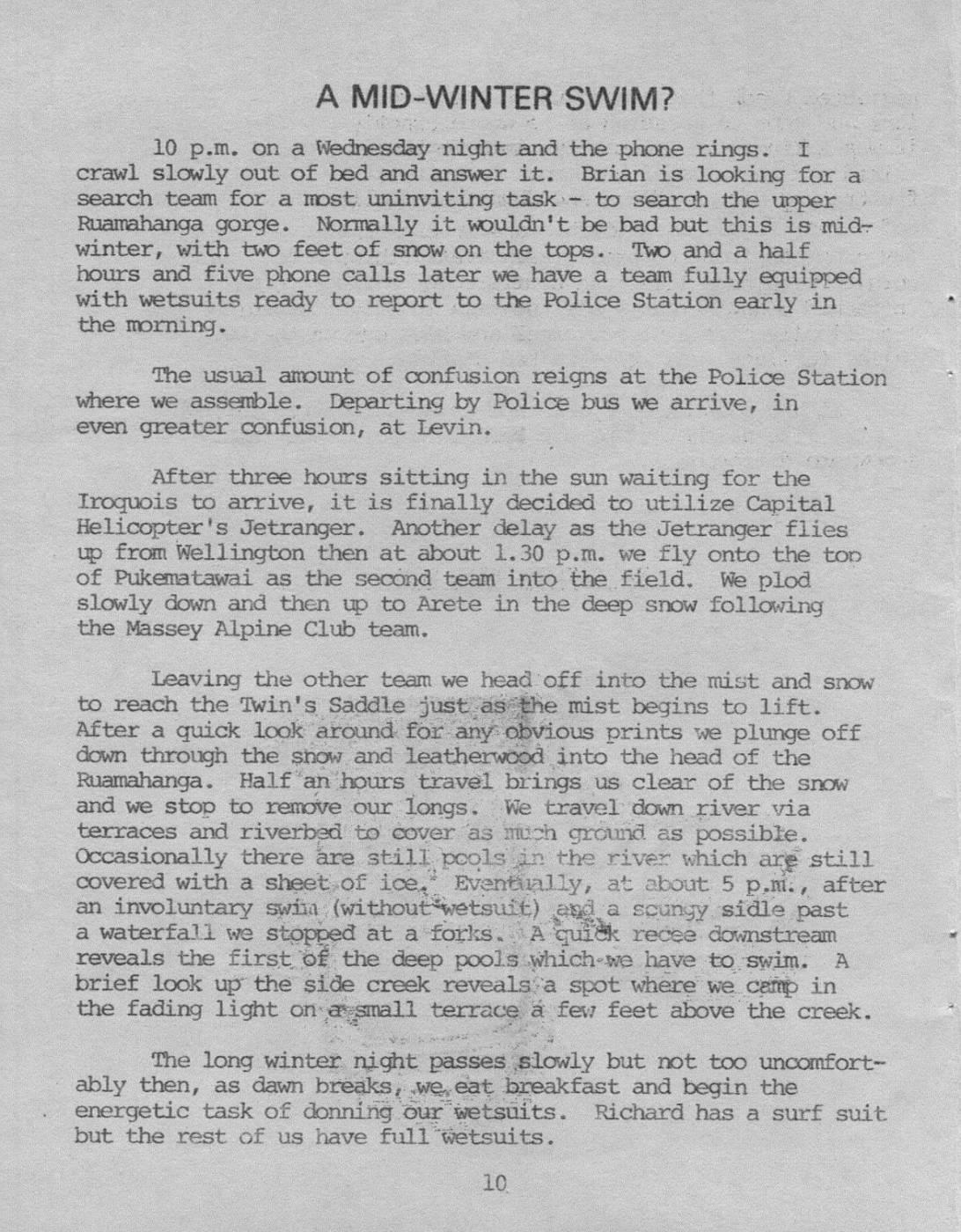 Scanned journal page 1 of 2: A Mid-Winter Swim?