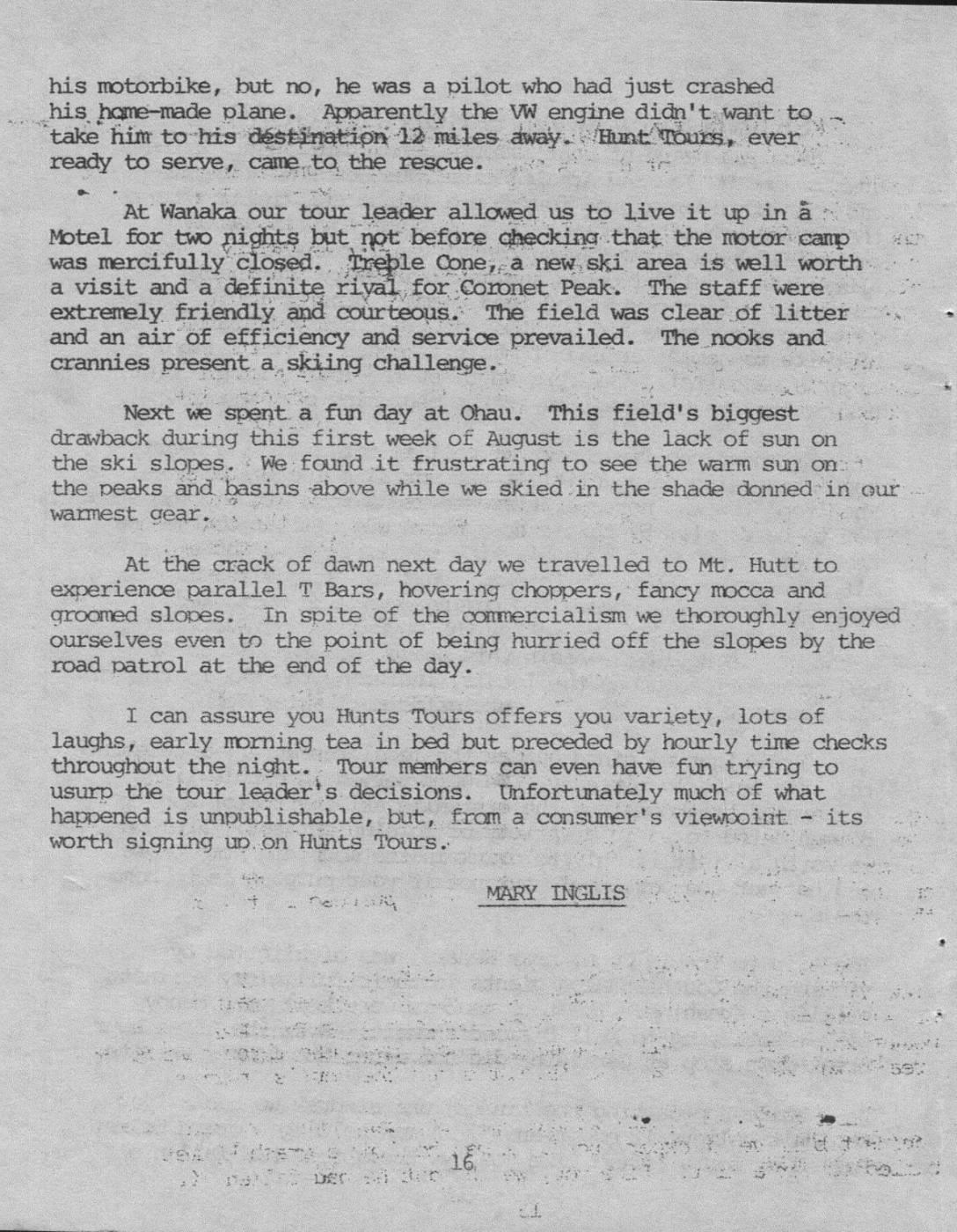 Scanned journal page 2 of 2: Skiing Safari with Hunt's Tours